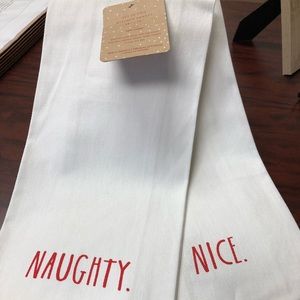 New Rae Dunn NAUGHTY/NICE Kitchen Towel Set